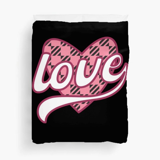 Buffalo Plaid Heart Love Valentine days travel Duvet Covers