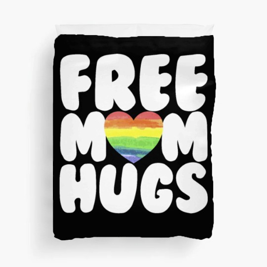 Free Mom Hugs LGBTQ Plus Rainbow Heart Free Hugs Duvet Covers