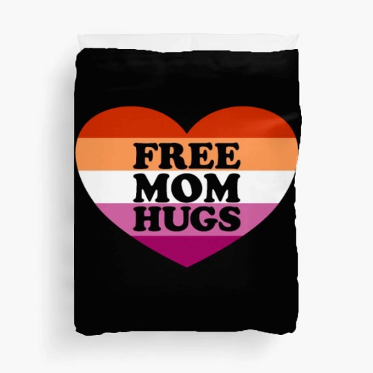 Free Mom Hugs Lesbian Flag Heart LGBTQ Free Hugs Duvet Covers