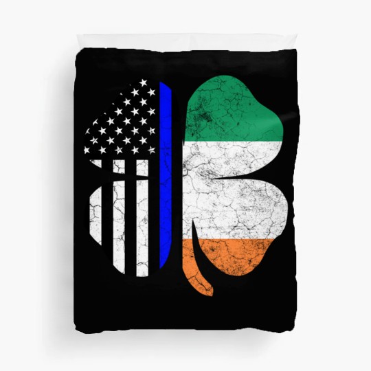 Irish American Flag Police Officer St Patricks Day Duvet Covers