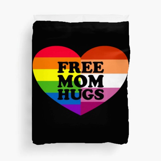 Free Mom Hugs Gay Pride Lesbian Flag LGBTQ Duvet Covers