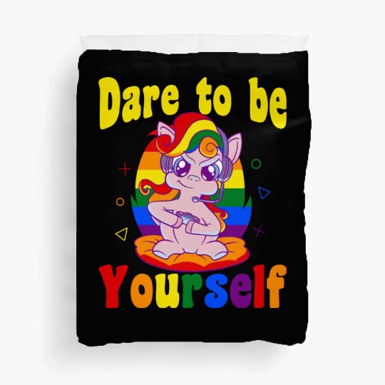Dare to be Gaymer Lesbian Girl Gamer gift Duvet Covers