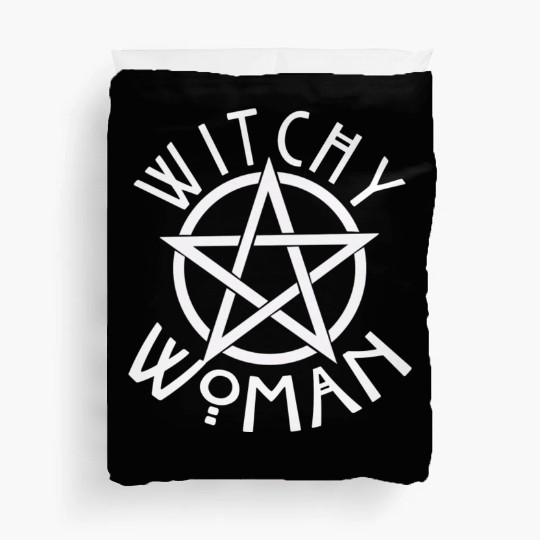 WITCHY WOMAN WITH STAR AND CIRCLE green Duvet Covers