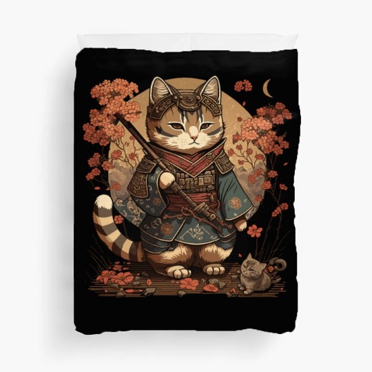 Samurai Cat Warrior Japanese Ninja Cat Kawaii Duvet Covers