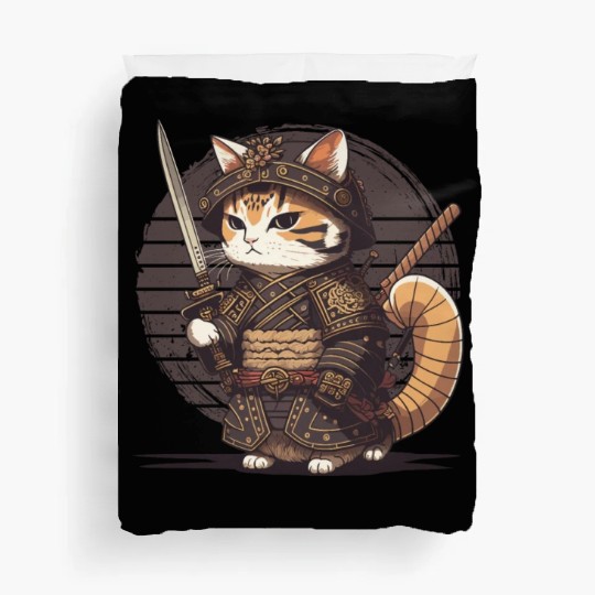 Samurai Cat Warrior Japanese Ninja Cat Kawaii Duvet Covers