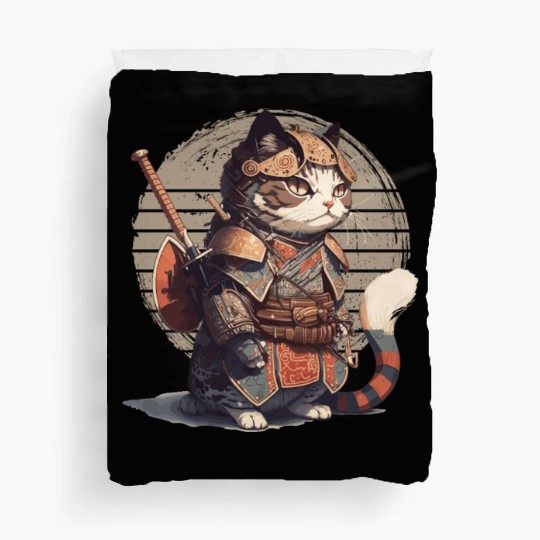 Samurai Cat Warrior Japanese Ninja Cat Kawaii Duvet Covers