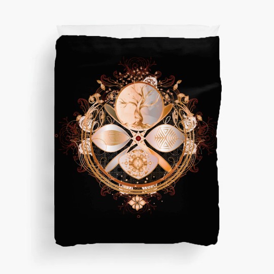 magic amulet, golden tree of life symbol Duvet Covers