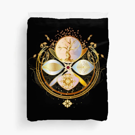 magic amulet, golden tree of life symbol Duvet Covers
