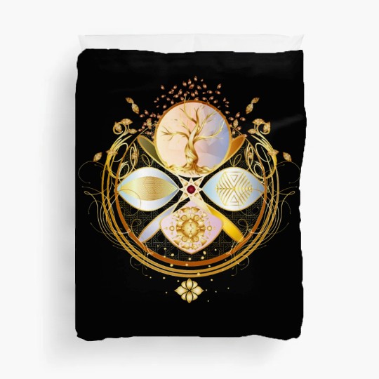 magic amulet, golden tree of life symbol Duvet Covers