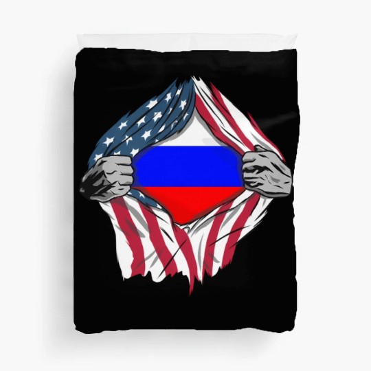 Russian American Blood Inside Me Country Flags Duvet Covers