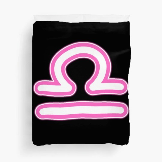 Libra Zodiac Sign Neon Pink Duvet Covers
