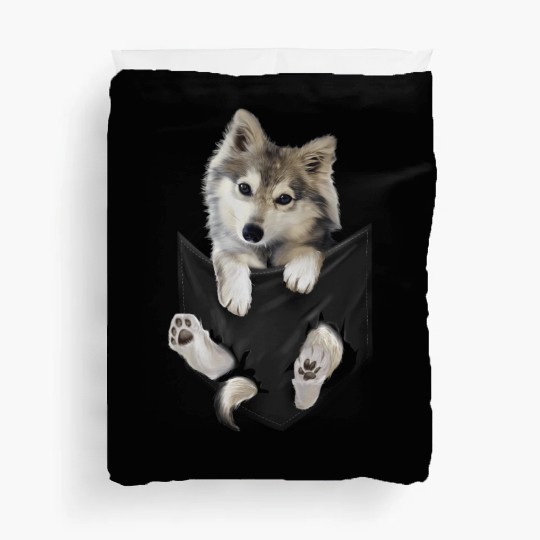 Wolf White Pup In Pocket Wolves Duvet Covers