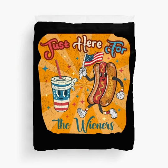I'm Just Here For The Wieners Cartoon Hot Dog 4Th Duvet Covers