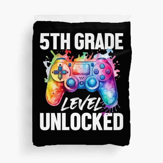 5th Grade Level Unlocked Back to School Video Game Duvet Covers