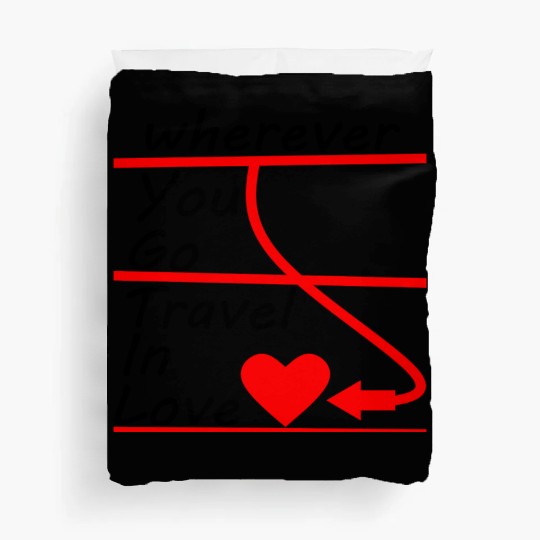 Travel Around The World In Love quote Duvet Covers