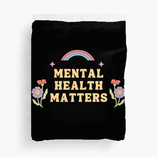Mental Health Matters | Groovy Rainbow French Gray Duvet Covers