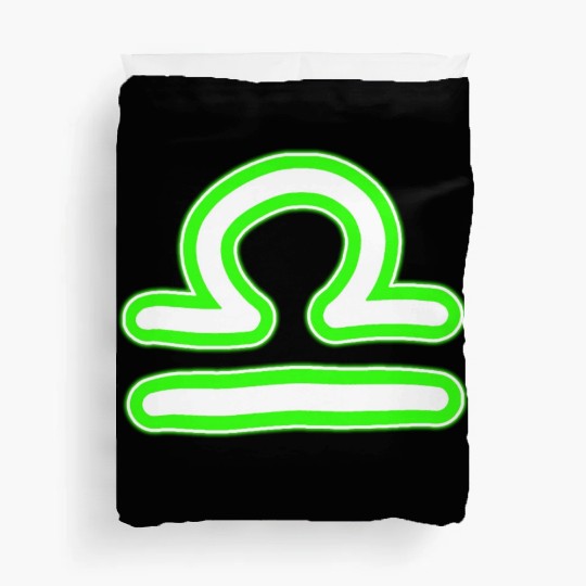 Libra Zodiac Sign Neon Green Duvet Covers