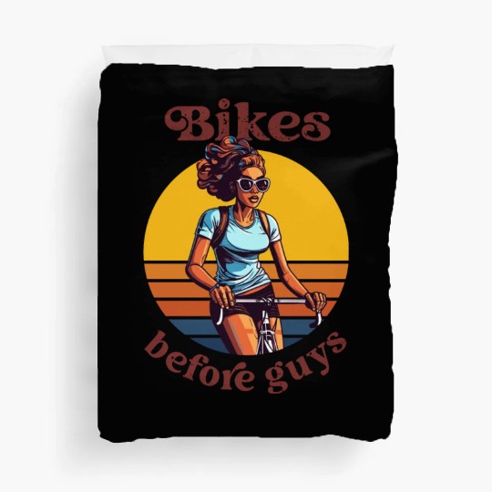 Bikes Before Guys Bicycle, Cycling Black Women Duvet Covers
