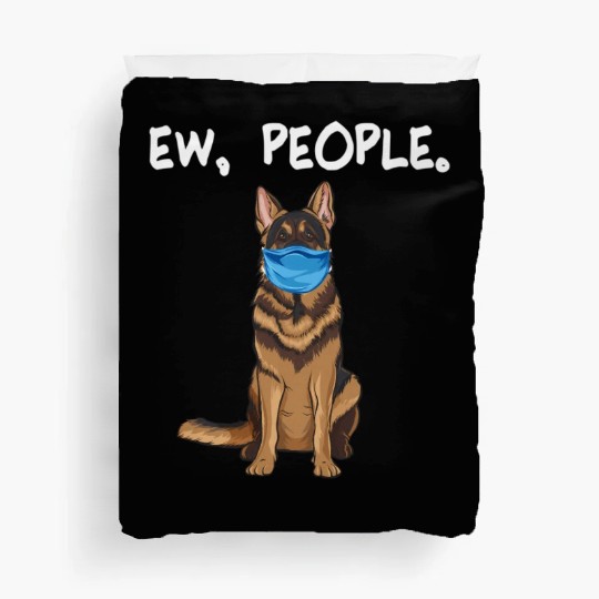 German Shepherd Ew People Dog Wearing Face Duvet Covers