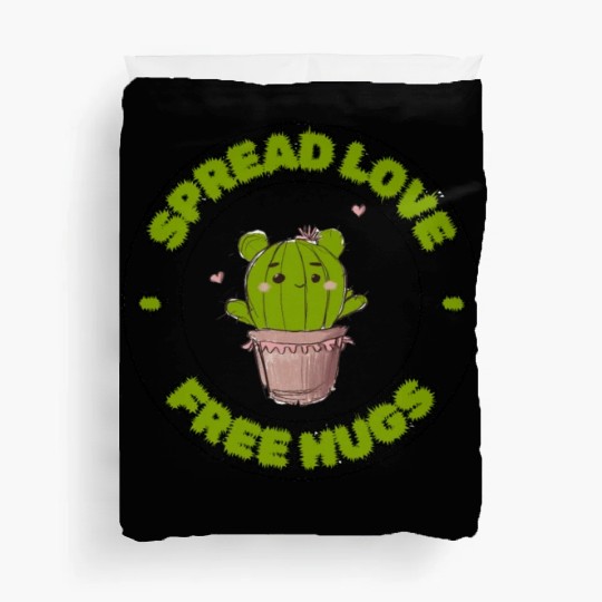 Spread Love Free Hugs Funny Cactus in a Pot Duvet Covers