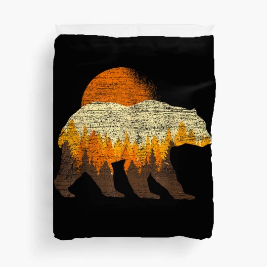 Full Moon Trees Wildlife Forest Bear Lover Duvet Covers
