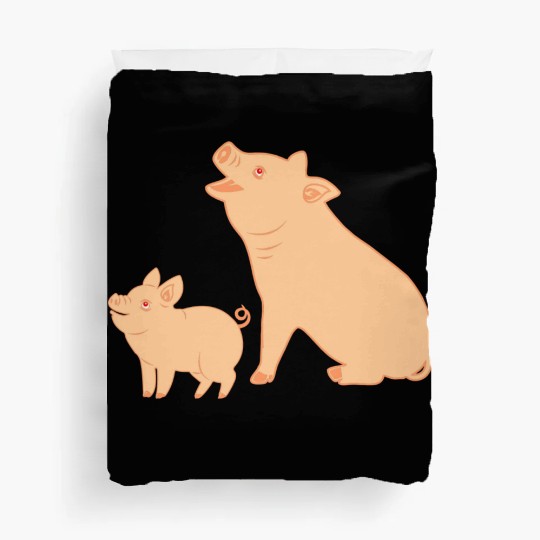 Mother pig with piglet Duvet Covers