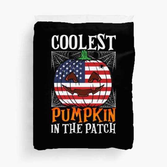 Coolest Pumpkin In The Patch Us Flag Jack O Duvet Covers