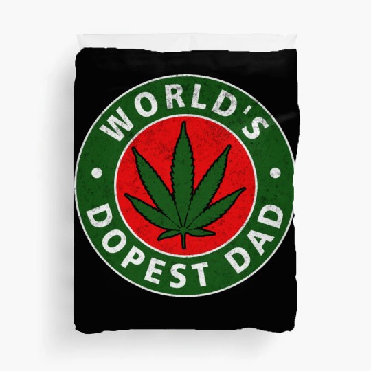 World s Dopest Dad Weed Marijuana Cannabis Circle Duvet Covers