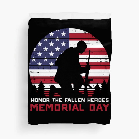 Honor The Fallen Heroes Memorial Day Us Flag Duvet Covers