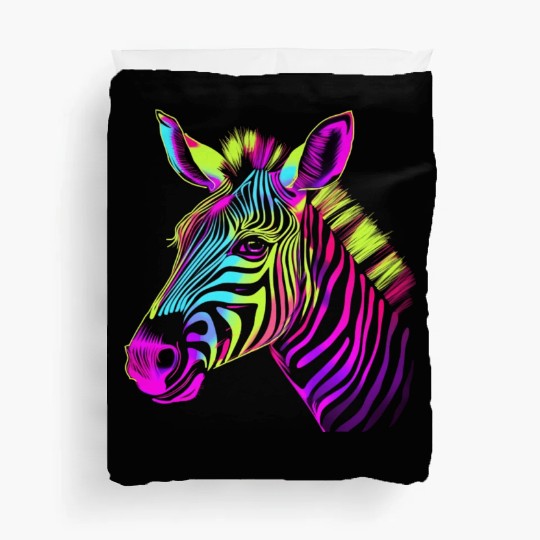 Zebra Neon Colors Portrait Duvet Covers
