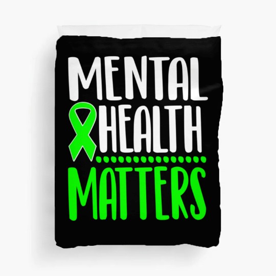 Mental Health Awareness Ribbon Green Anxiety Depre Duvet Covers