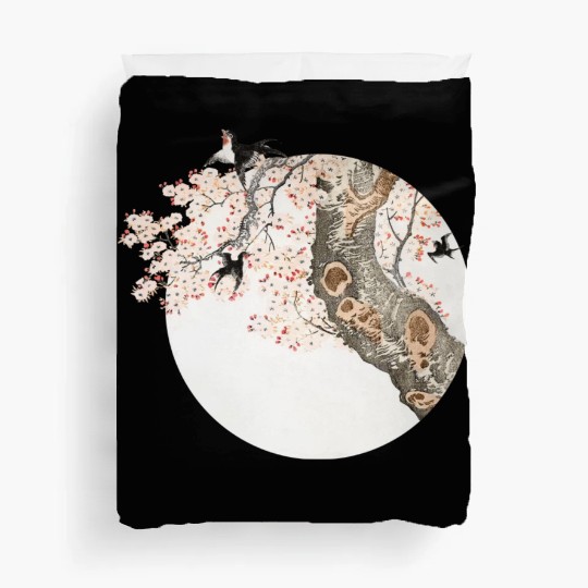 Katsushika Hokusai’s cherry tree'n birds Duvet Covers