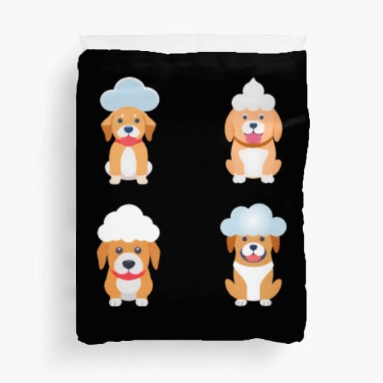 4 Dogs with Cloud - Unique for Dog Lovers Duvet Covers