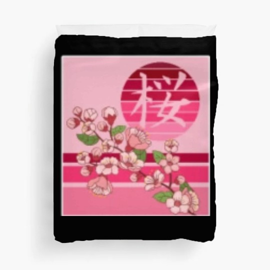 Cherry Blossom Duvet Covers, Sakura Flowers Kanji Pocket