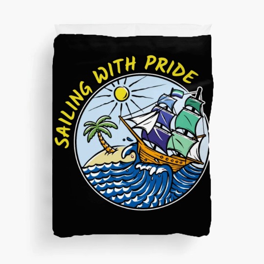 LGBTQ Sailing Ship with Gay Flag, Family Vacation Duvet Covers