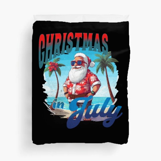 Santa at the Beach | Christmas In July Duvet Covers