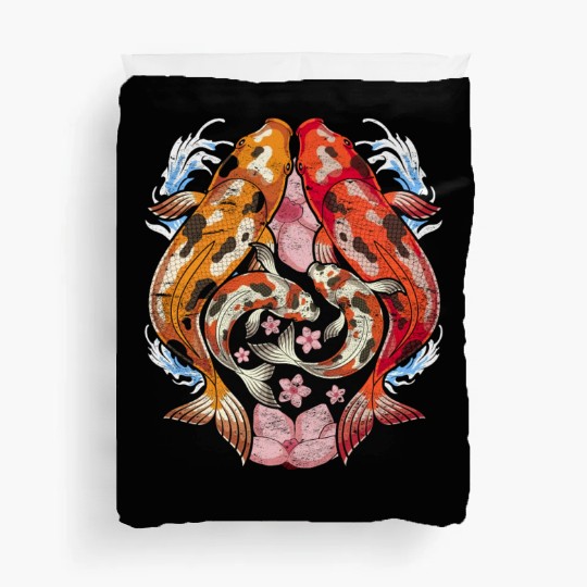 Japan cherry blossom gift sakura koi carp Duvet Covers
