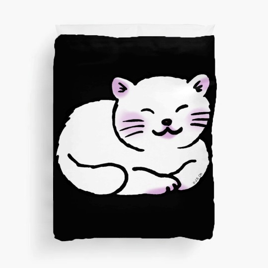 Sleepy White Cat Duvet Covers