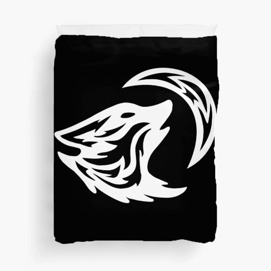 Tribal White Howling Wolf Tattoo 70s Duvet Covers