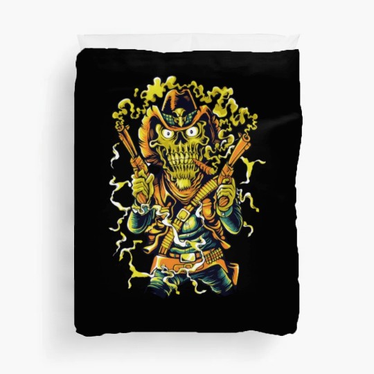 Electrified Skull Cowboy Illustration Duvet Covers