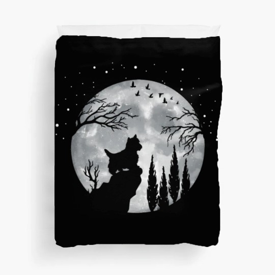 Yorkshire Terrier Full Moon At Night Pet Yorkshire Duvet Covers