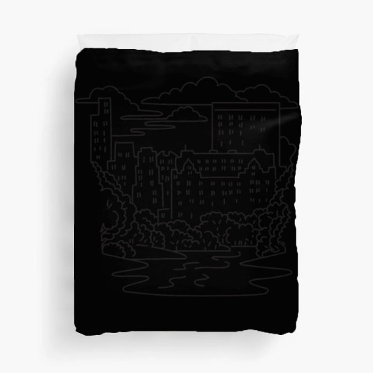Central Park and Midtown Manhattan Mono Line Art Duvet Covers