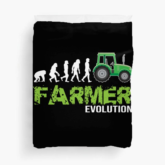 Evolution Of A Farmer Funny Tractor Farming Duvet Covers