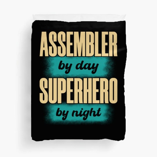 Assembler By Day Superhero By Night green Duvet Covers