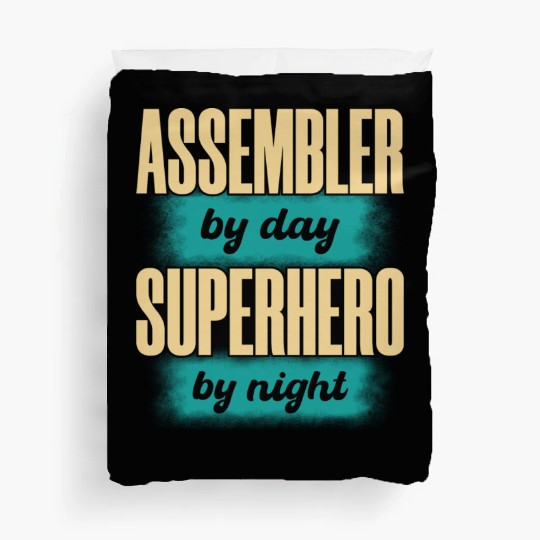 Assembler By Day Superhero By Night green Duvet Covers