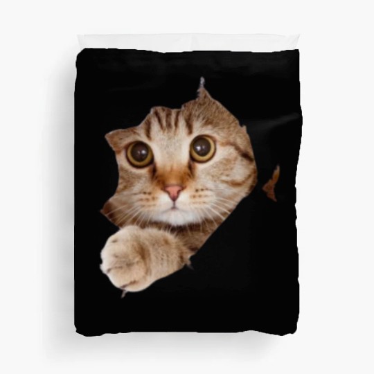 White Free Cute Funny Cat Duvet Covers removebg