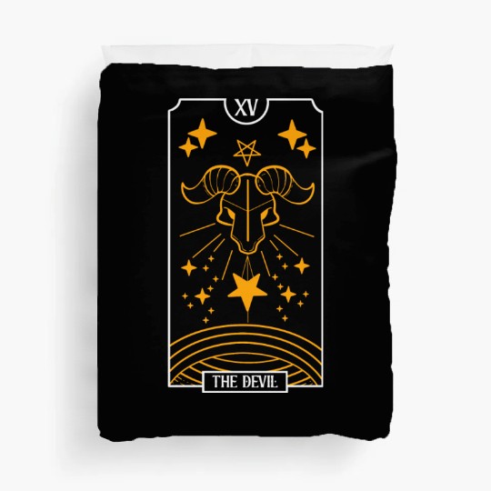 The Devil Black Tarot Card Occultism Devil Gothic Duvet Covers