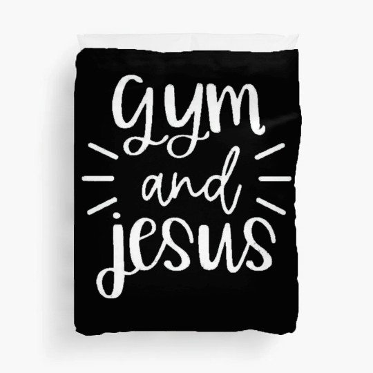 Gym And Jesus Workout Sport Cute Gym Gym Positive Duvet Covers