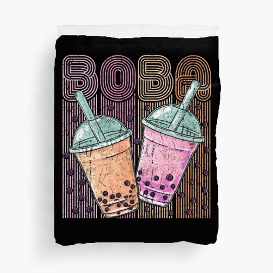 Boba Tea Design Bubbles Bubble Tea Retro Boba Duvet Covers
