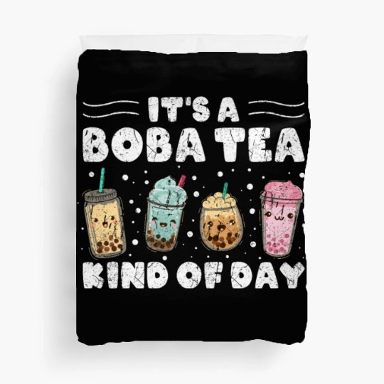It´s A Boba Tea Kind Of Day Kawaii Bubble Tea Duvet Covers